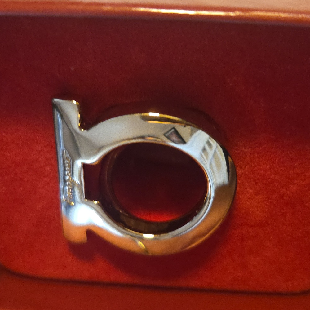 Salvatore Ferragamo Scarf Ring With Box And Dust Bag Gold Buckle with Pouch - Picture 12 of 16